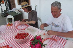 The two Daniels Cutting Strawberries